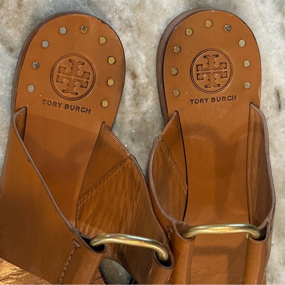 Women’s TORY BURCH Ravello tan leather studded sandals- Size 7.5 - Picture 4 of 7
